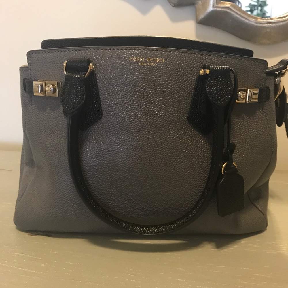 Henri Bendel Gray Black Gold hardware hand bag